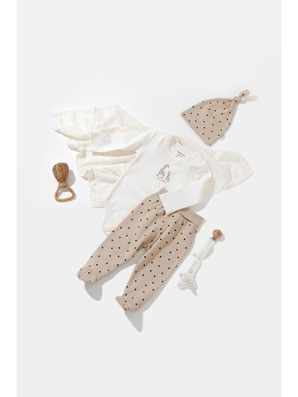 Ekru 3 Lü Set (Uzun Kollu Badi,Pantolon,Şapka)