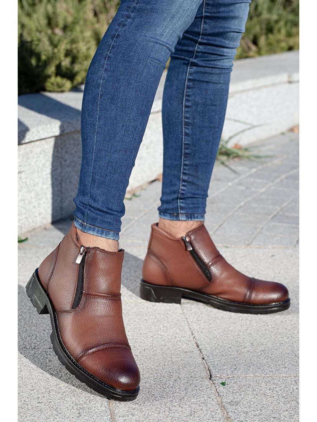 Kahverengi Men M106 Soğuk Geçirmez Kürklü Erkek Bot