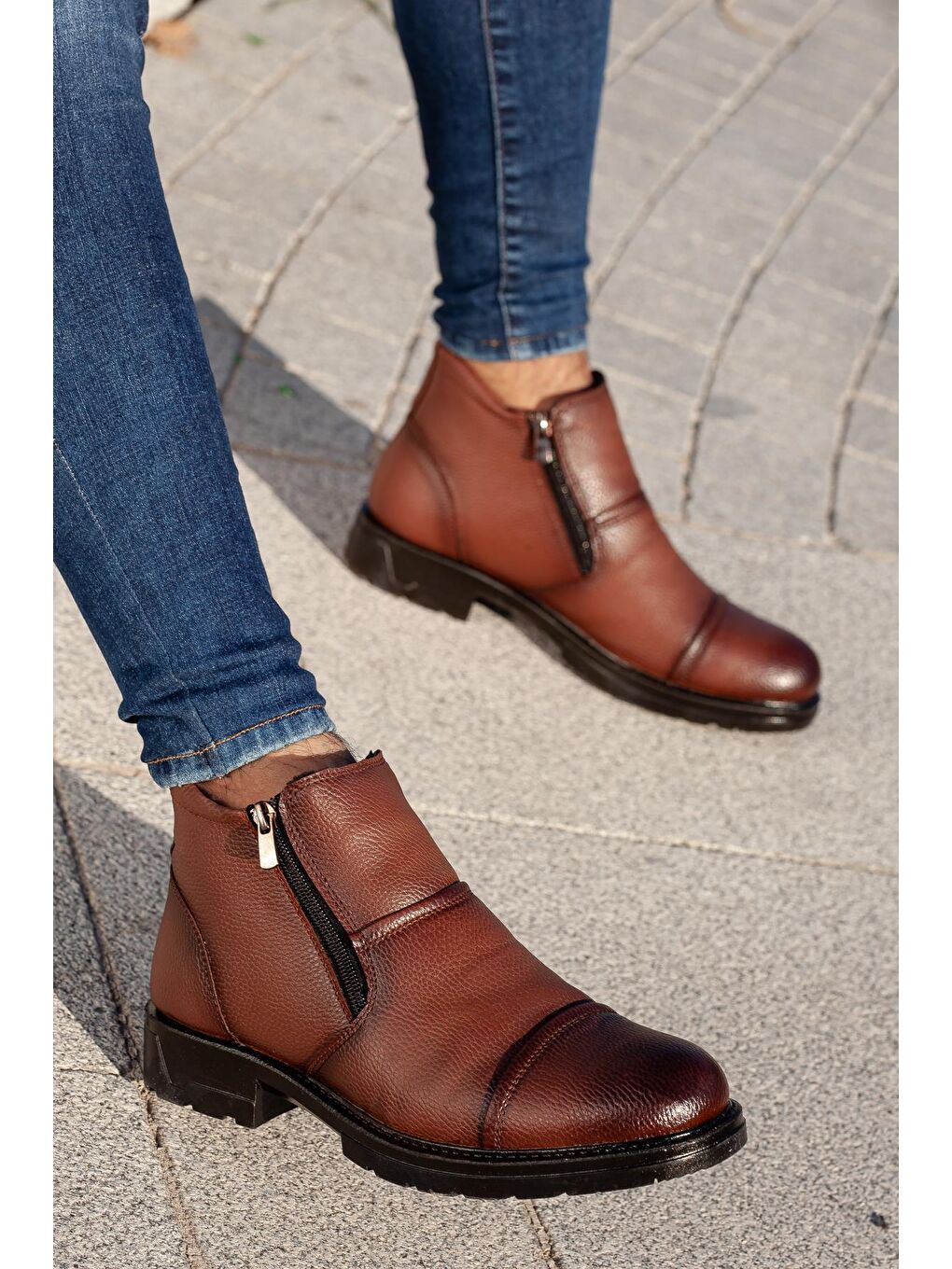 Kahverengi Men M106 Soğuk Geçirmez Kürklü Erkek Bot-1