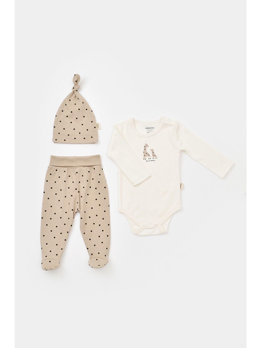 Ekru 3 Lü Set (Uzun Kollu Badi,Pantolon,Şapka)-1