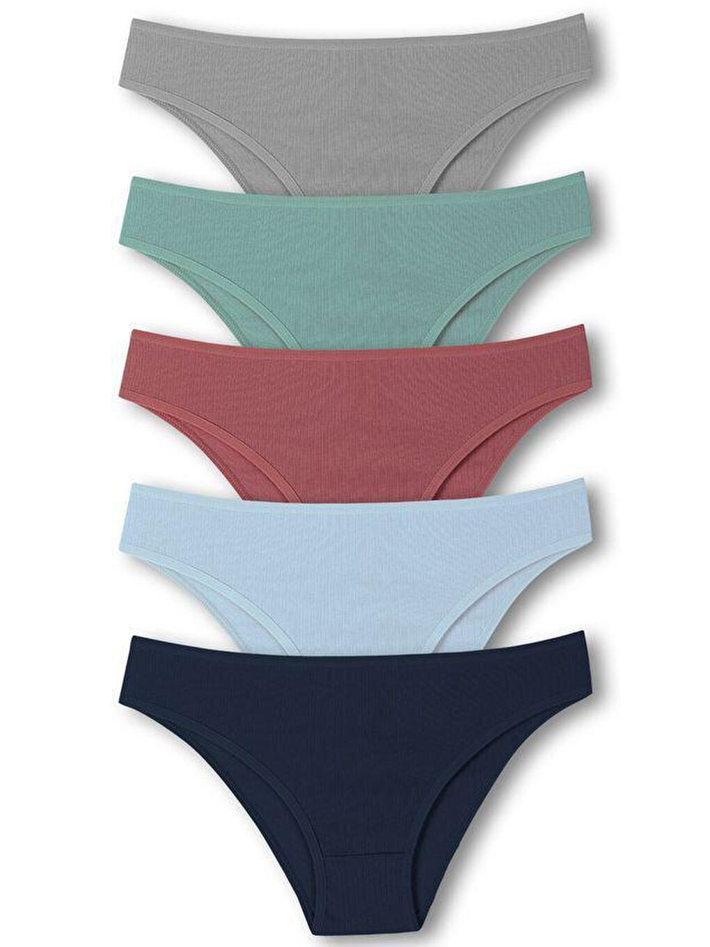 Karışık Pamuklu Fitilli Dokulu Slip Kadın Külot 5'li