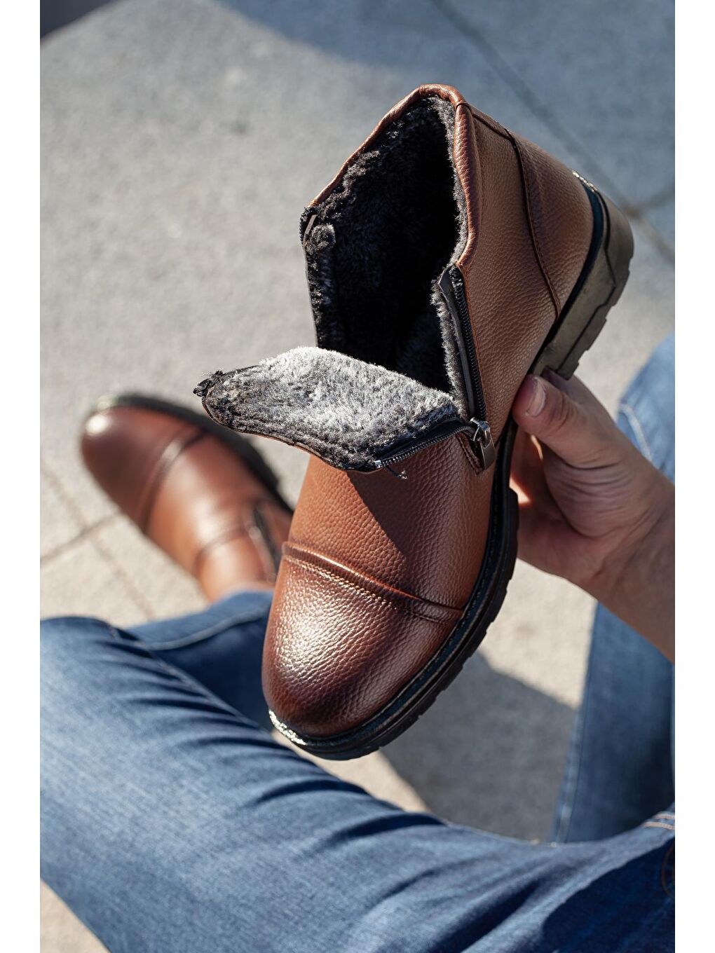 Kahverengi Men M106 Soğuk Geçirmez Kürklü Erkek Bot-3