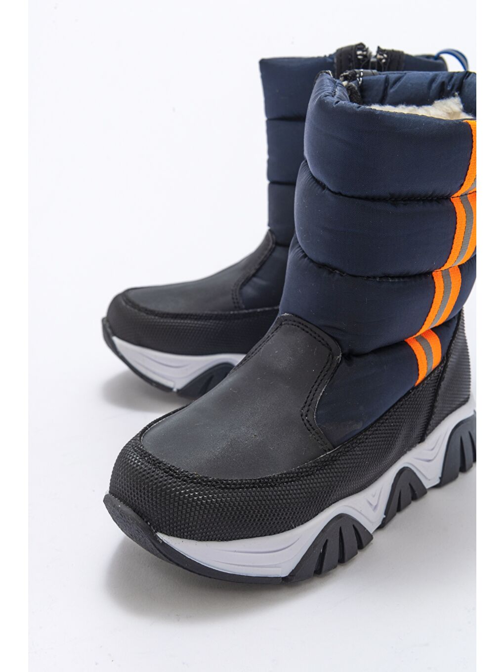 Erkek Çocuk Lacivert Suni Deri Kürklü Anatomik Kar Botu-3