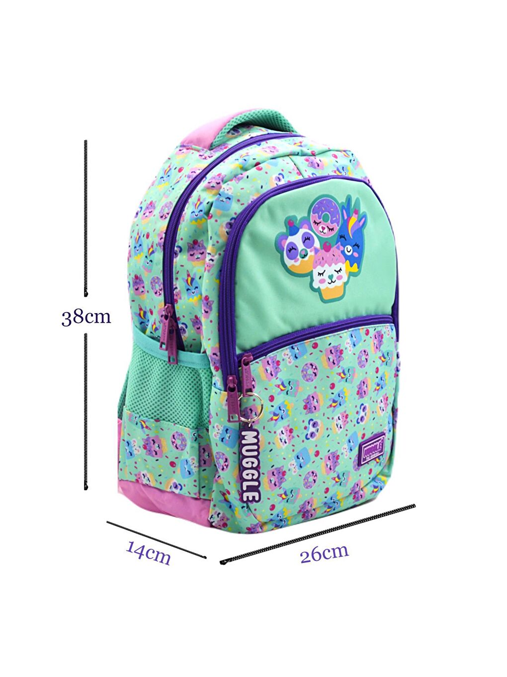 3 Bölmeli Cookie Okul Sırt Çantası Turkuaz MU-8560-1