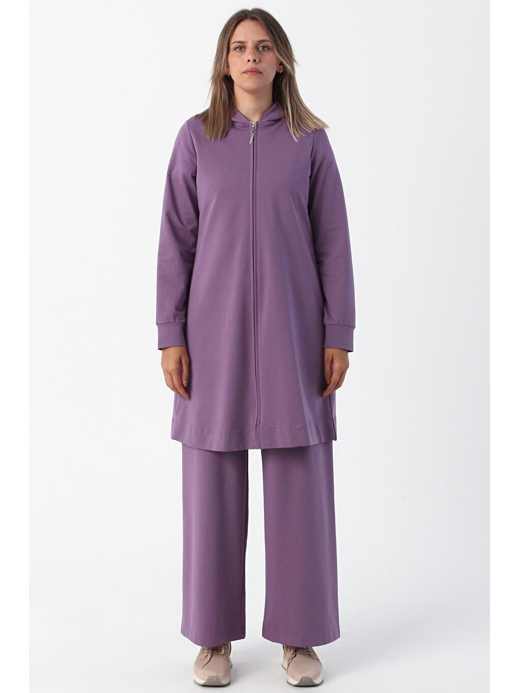Koyu Lila Fermuarlı Eşofman Takım-1