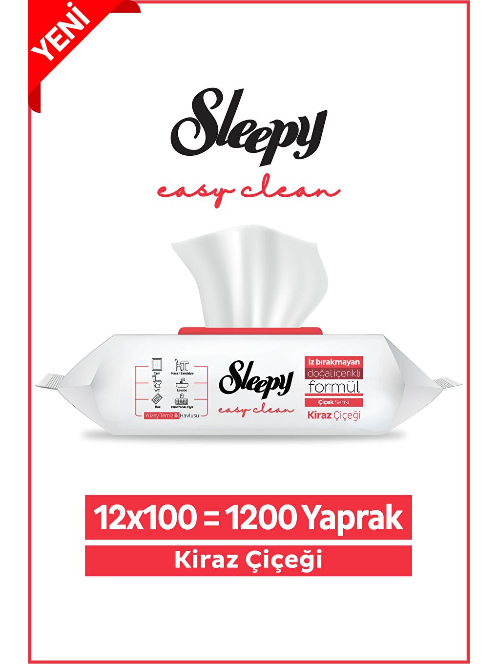 Easy Clean Kiraz Çiçeği Yüzey Temizlik Havlusu&Mendili 12x100 (1200 Yaprak)