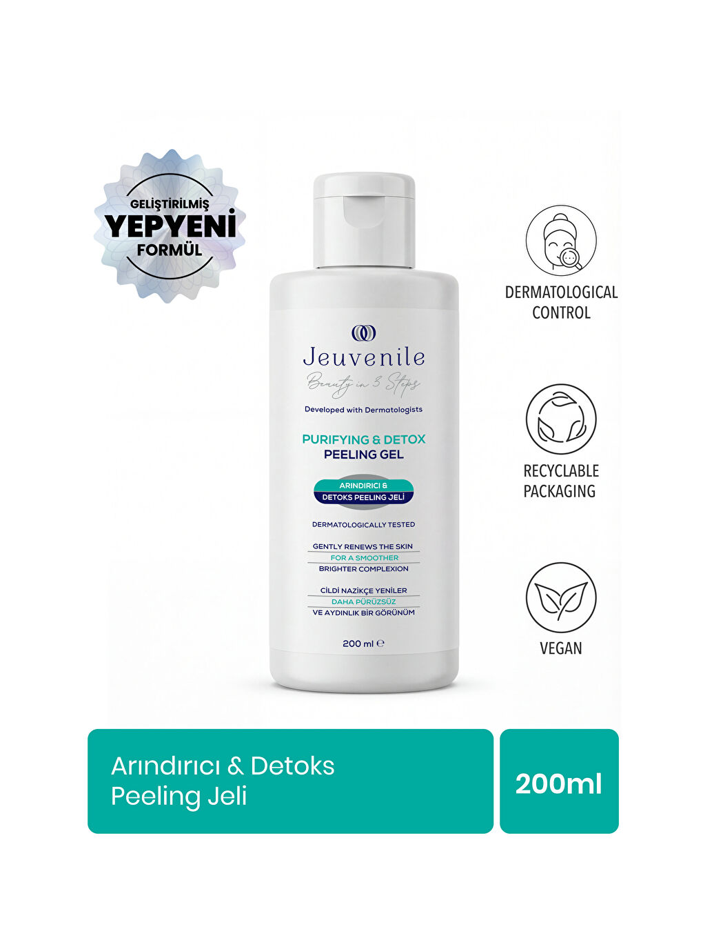Mineral İçerikli Peeling Jel - Arındırıcı ve Yenileyici (Allantoin, Panthenol, Niacinamide)