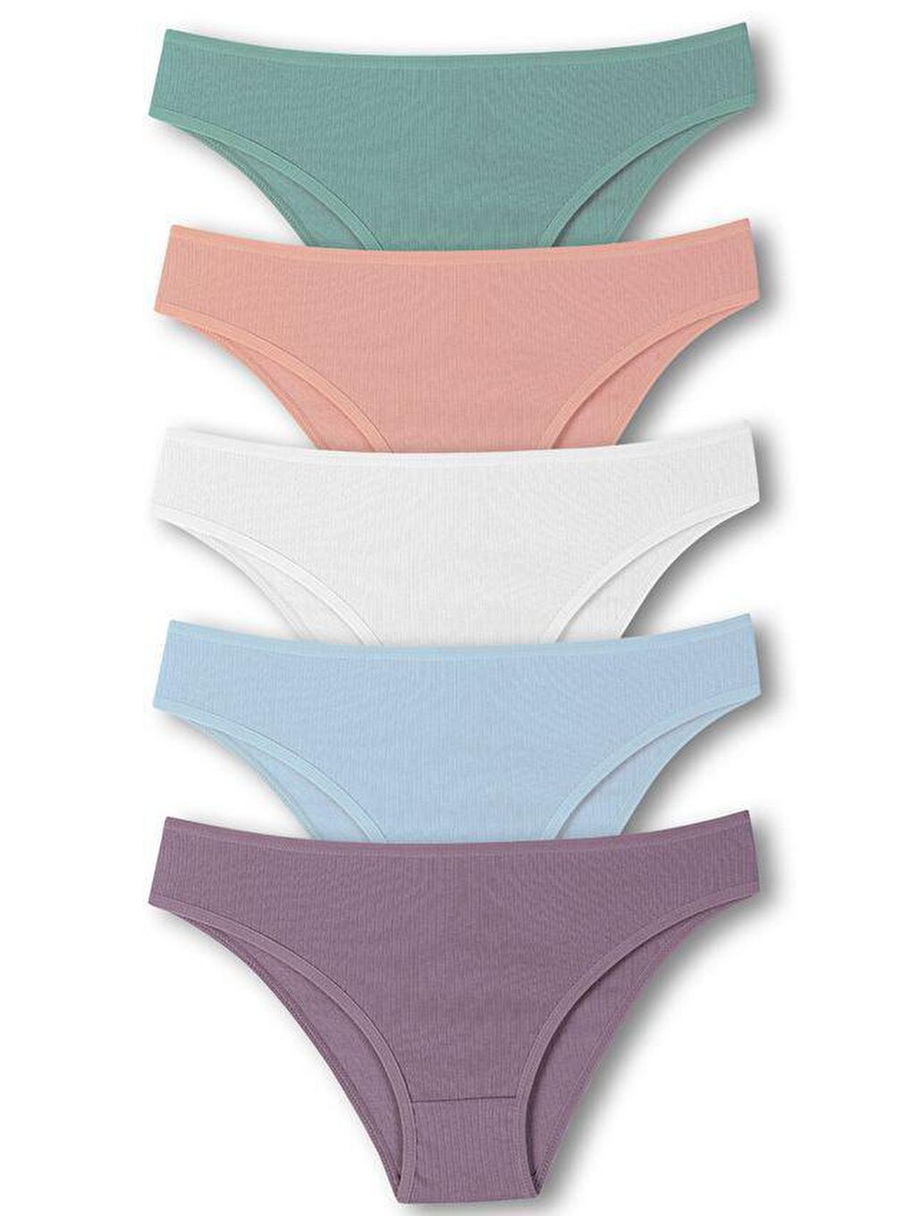 Bej Pamuklu Fitilli Dokulu Slip Kadın Külot 5'li