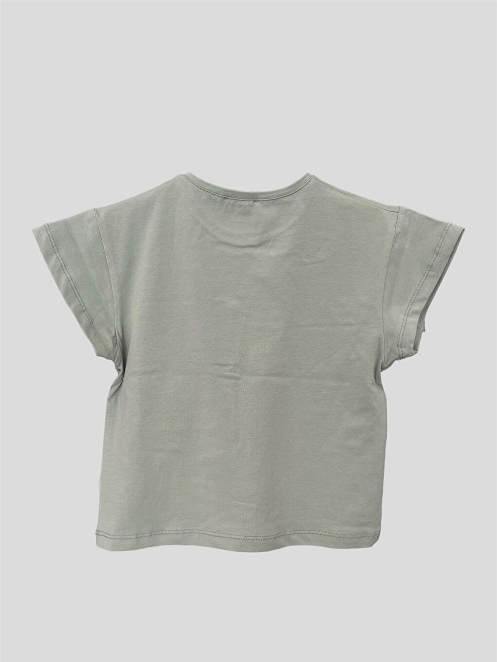 Yeşil Kız Çocuk Çiçek Cep Bluz-2