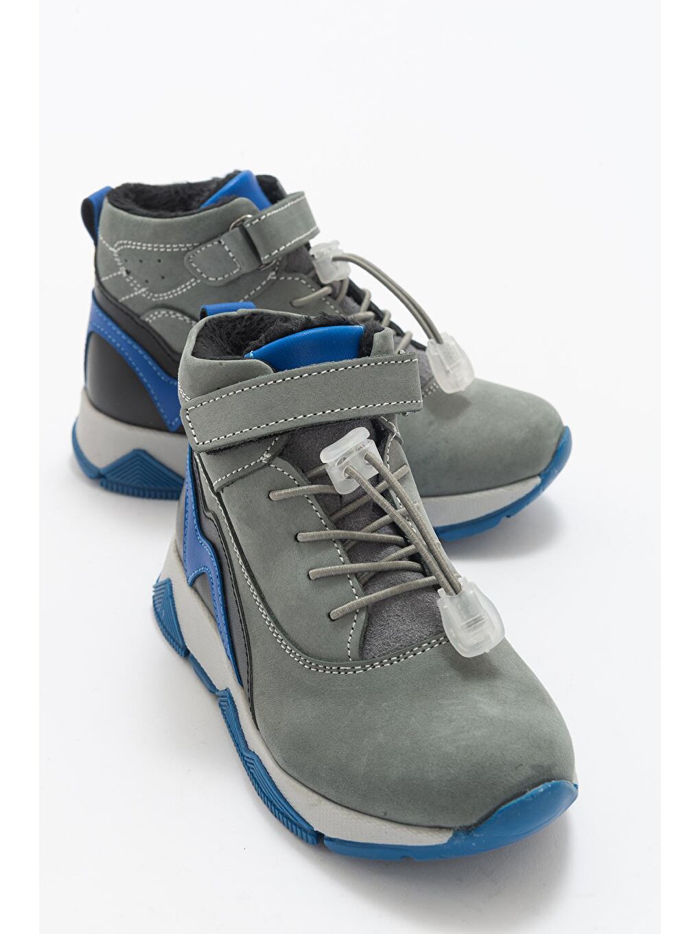 Erkek Çocuk Gri Hakiki Deri Anatomik Günlük Bot
