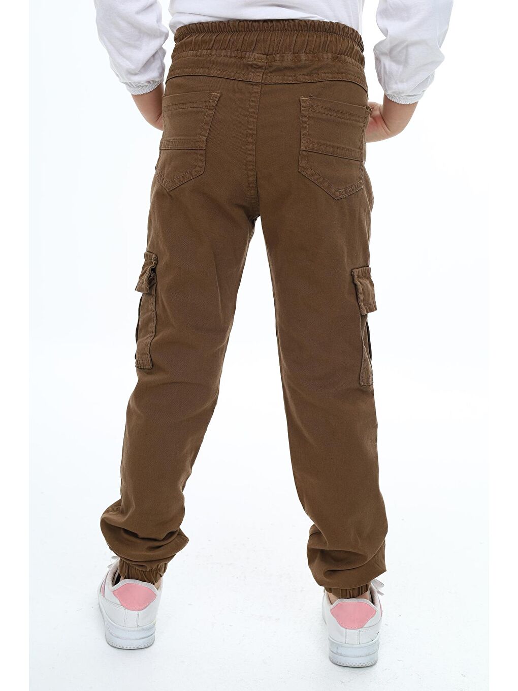 angelos Kahverengi Kız Çocuk Kargo Cepli Gabardin Jogger Pantolon 5-12 Yaş Lx512 - 4