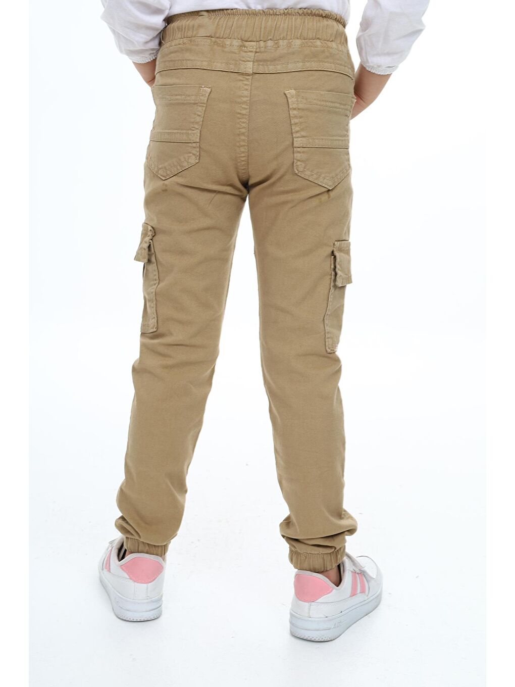 angelos Açık Kahve Kız Çocuk Kargo Cepli Gabardin Jogger Pantolon 5-12 Yaş Lx512 - 4