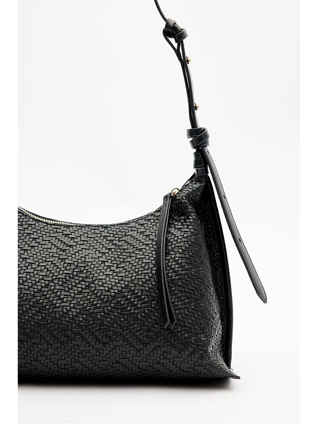 Dokulu Deri Omuz Çantası Siyah-1