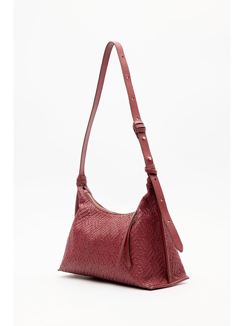 Dokulu Deri Omuz Çantası Bordo-1