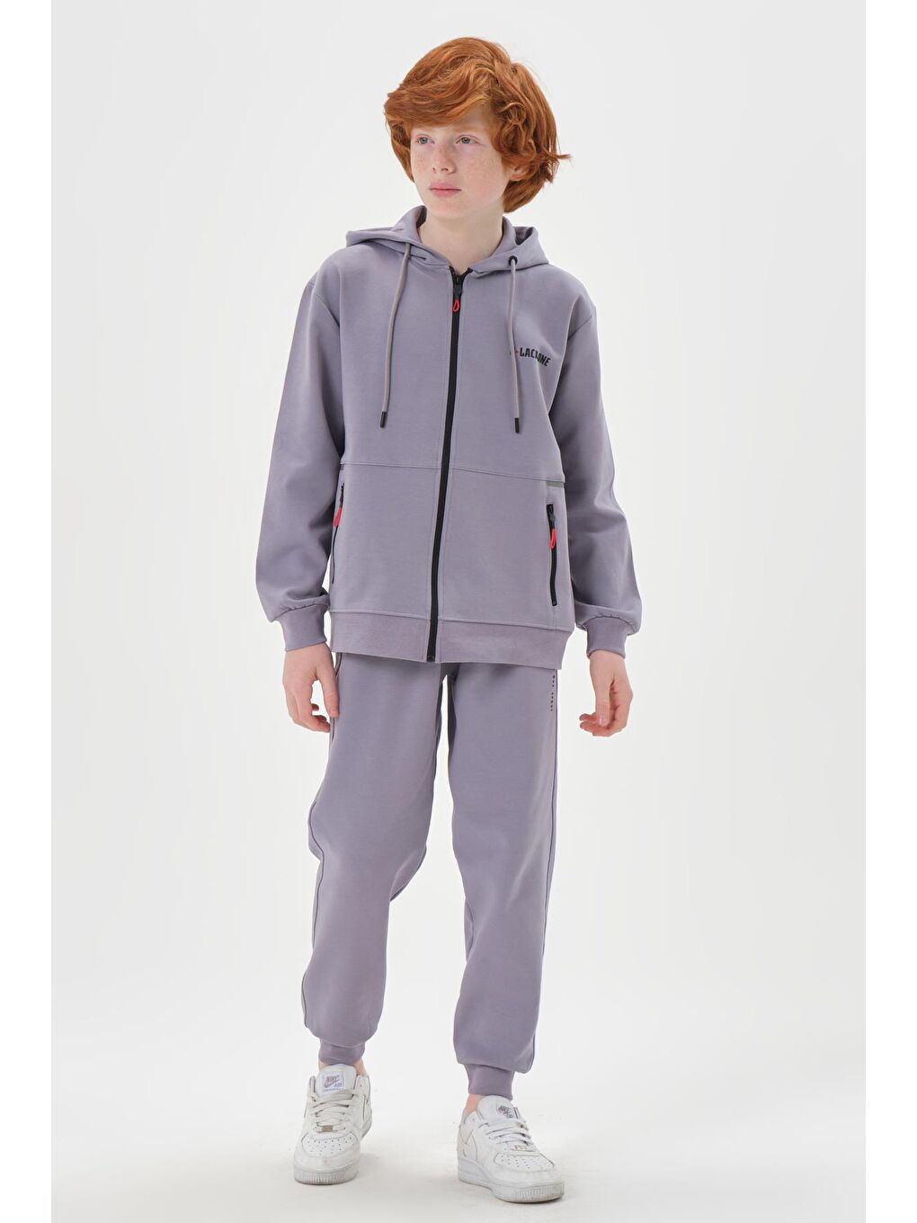 Mor Kapüşonlu Ayarlanabilir Bel Lastikli Çift Cepli Erkek Eşofman Takımı