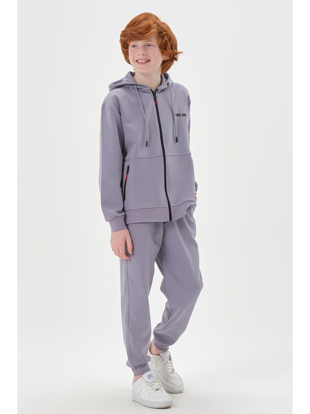 Mor Kapüşonlu Ayarlanabilir Bel Lastikli Çift Cepli Erkek Eşofman Takımı-1