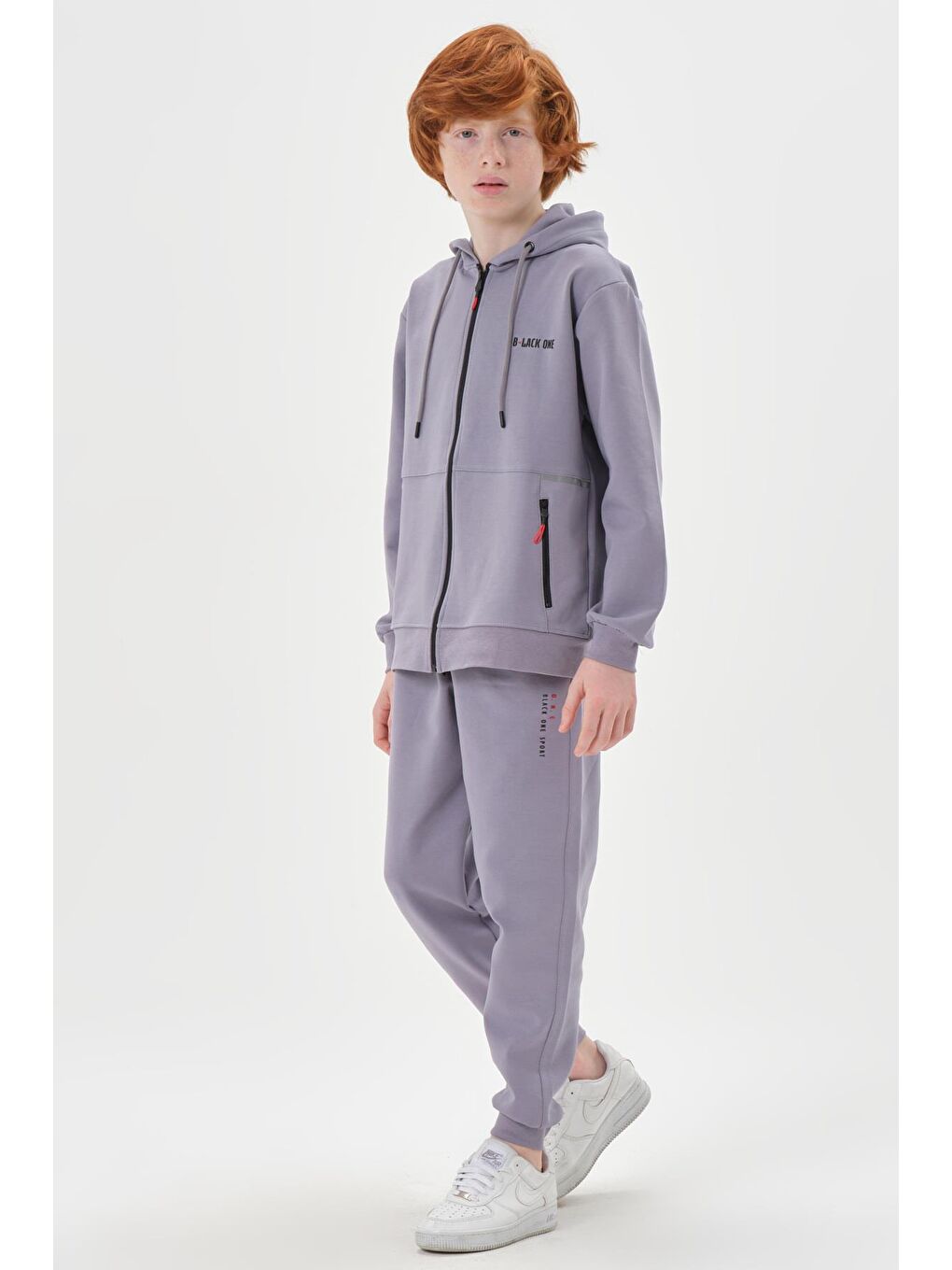 Mor Kapüşonlu Ayarlanabilir Bel Lastikli Çift Cepli Erkek Eşofman Takımı-2