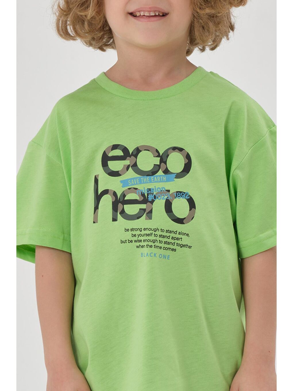 Yeşil Bisiklet Yaka Baskılı Erkek Çocuk T-shırt-3