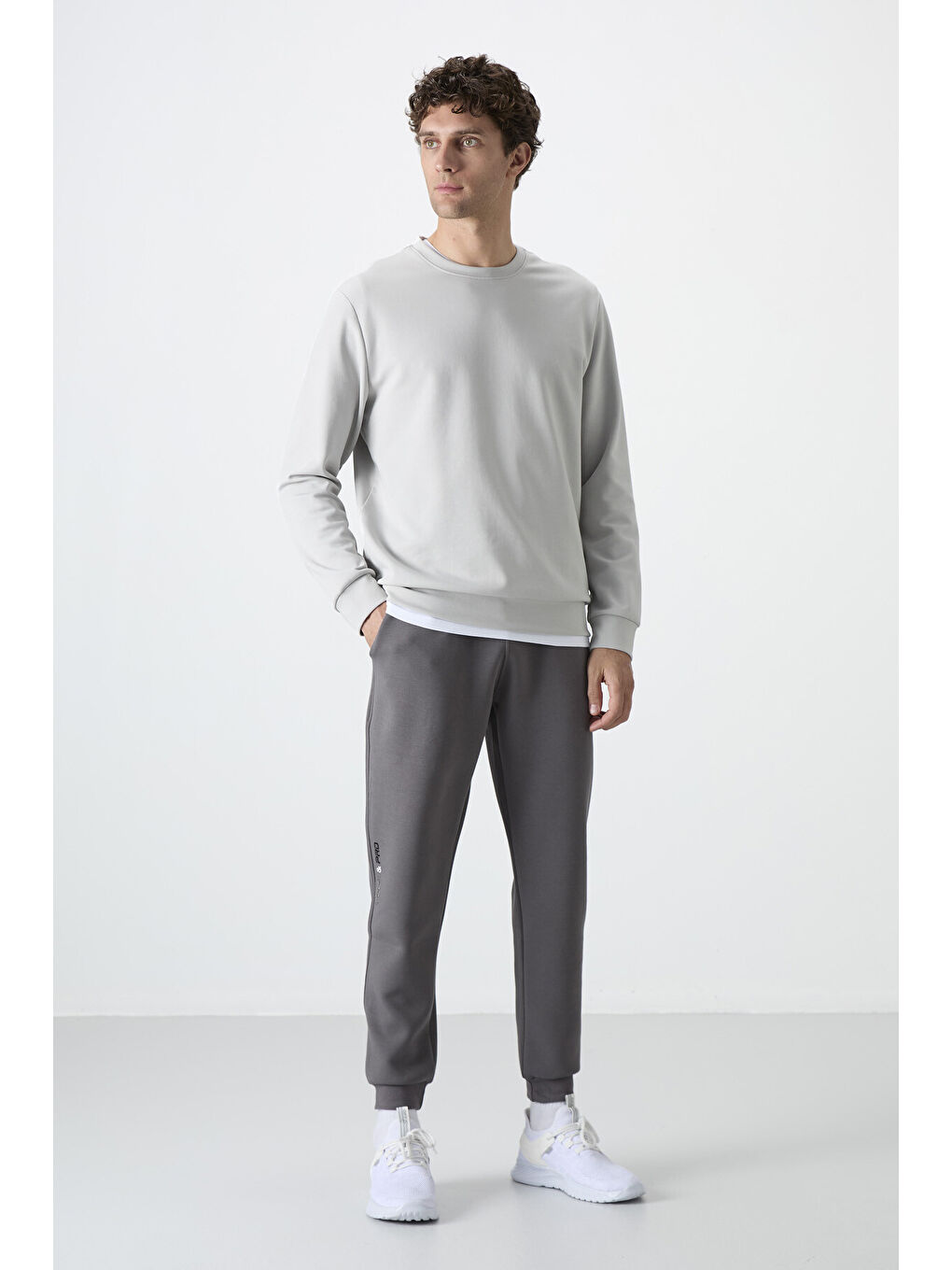 Koyu Gri Bağcıklı Dar Paça  Erkek Jogger Eşofman Altı - 84999-3