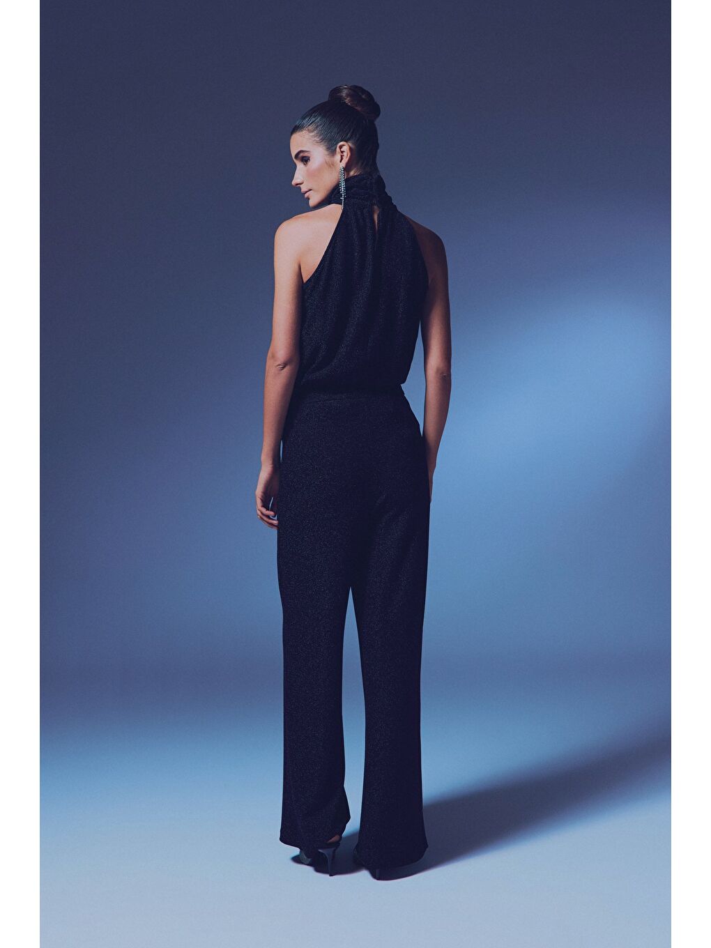 Kolsuz Parlak Bluz - Siyah-6