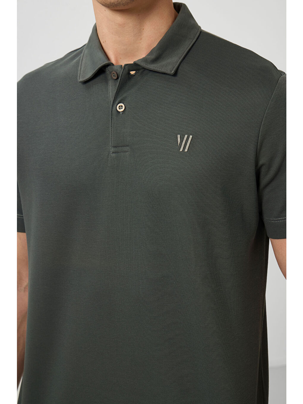 Yeşil Çağla Basic Göğüs Logolu Standart Kalıp Triko Polo Yaka Erkek Tişört - 87768-2