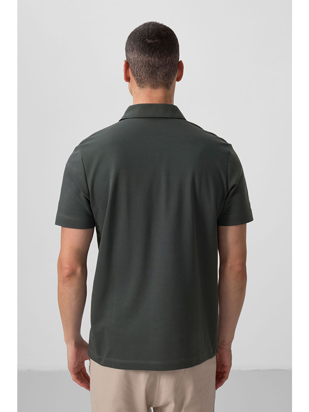Yeşil Çağla Basic Göğüs Logolu Standart Kalıp Triko Polo Yaka Erkek Tişört - 87768-4