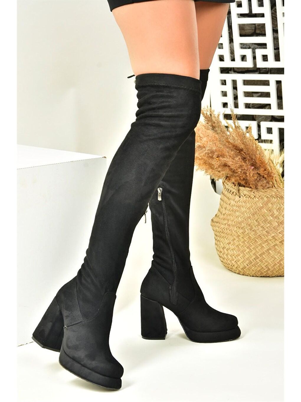 N9976012 Siyah Kadın Çizme-2