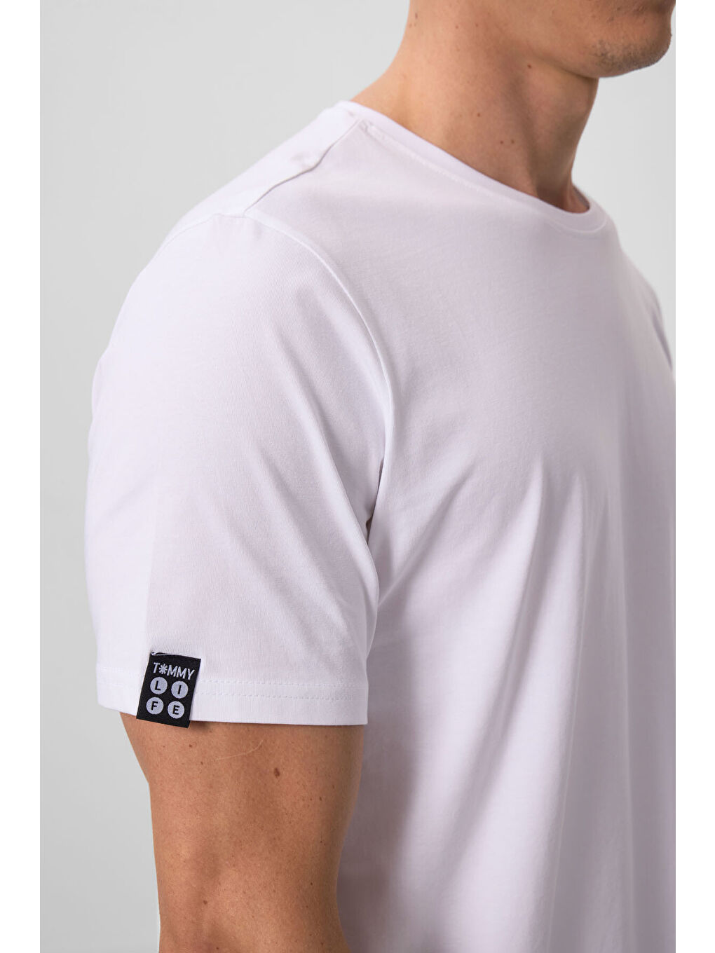 Beyaz Erkek Basic Kısa Kol Standart Kalıp Bisiklet Yaka Tişört - 87911-3