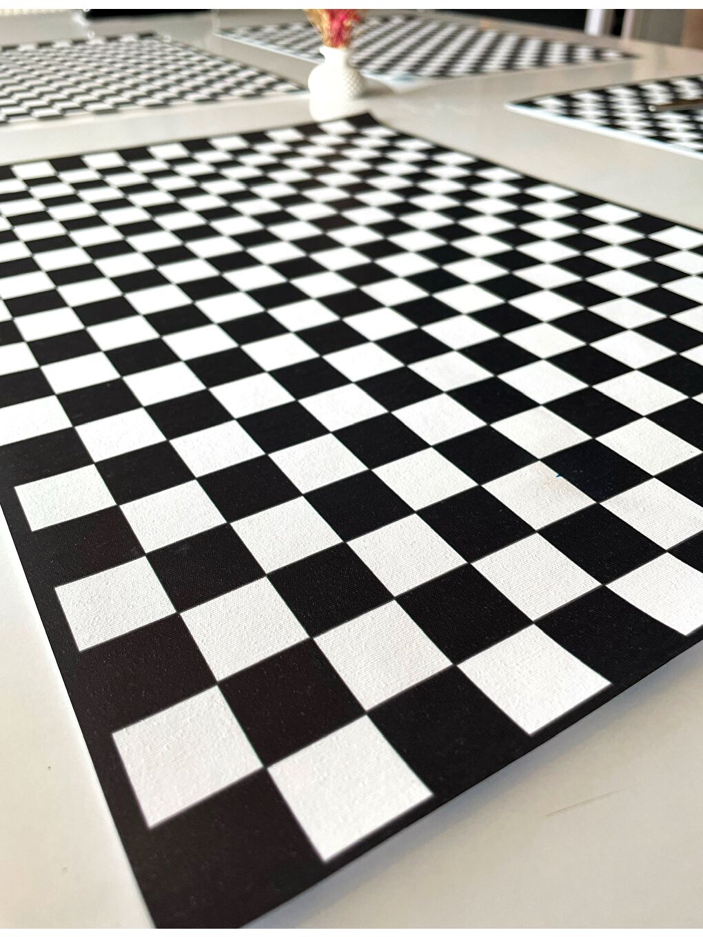 Siyah Dama Desen Amerikan Servis 4'lü