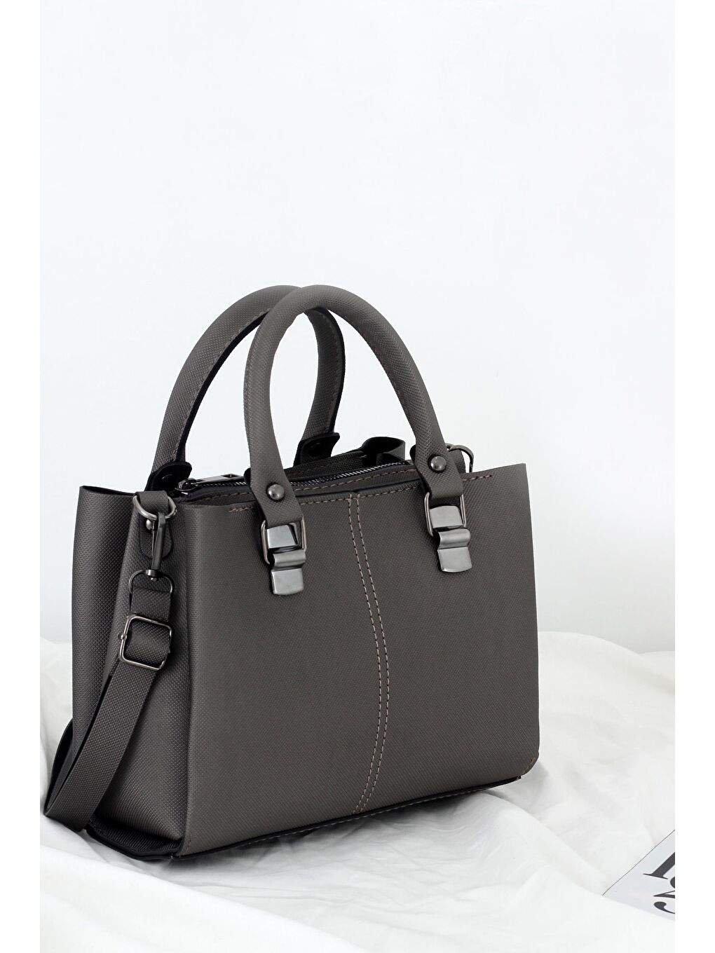 Gri Vamos 2 Bölmeli Kalite Deri Kadın Omuz Çantası BP-4495O