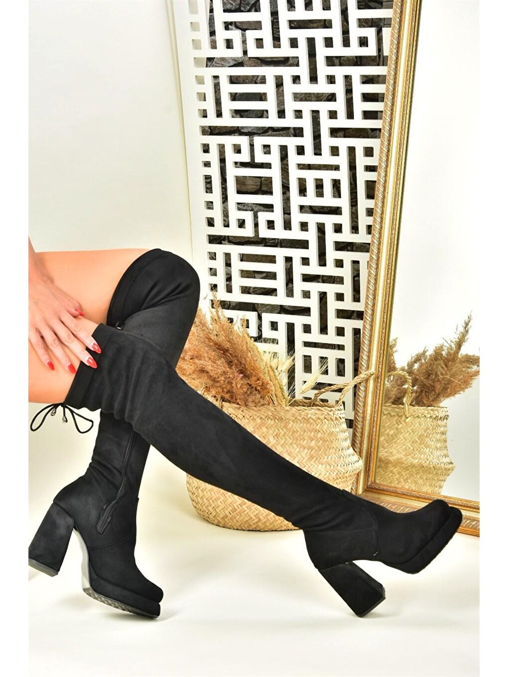 N9976012 Siyah Kadın Çizme-3