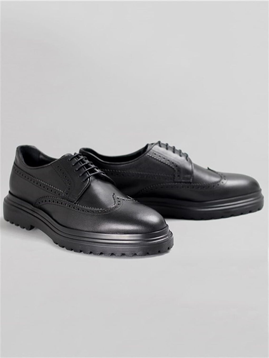 Siyah Savage Erkek Oxford Hakiki Deri Kalın Taban Casual Ayakkabı-1