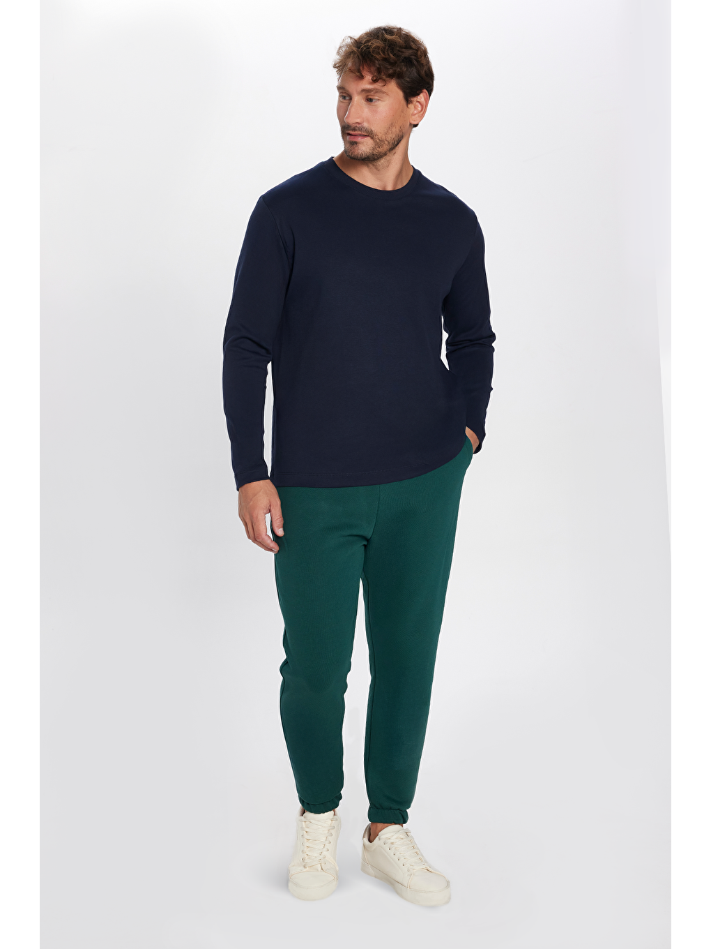 Unisex Relax Fit Rahat Kesim Şardonlu 3 Cepli Lastikli Jogger Paça Yeşil Erkek Jogger Eşofman Altı