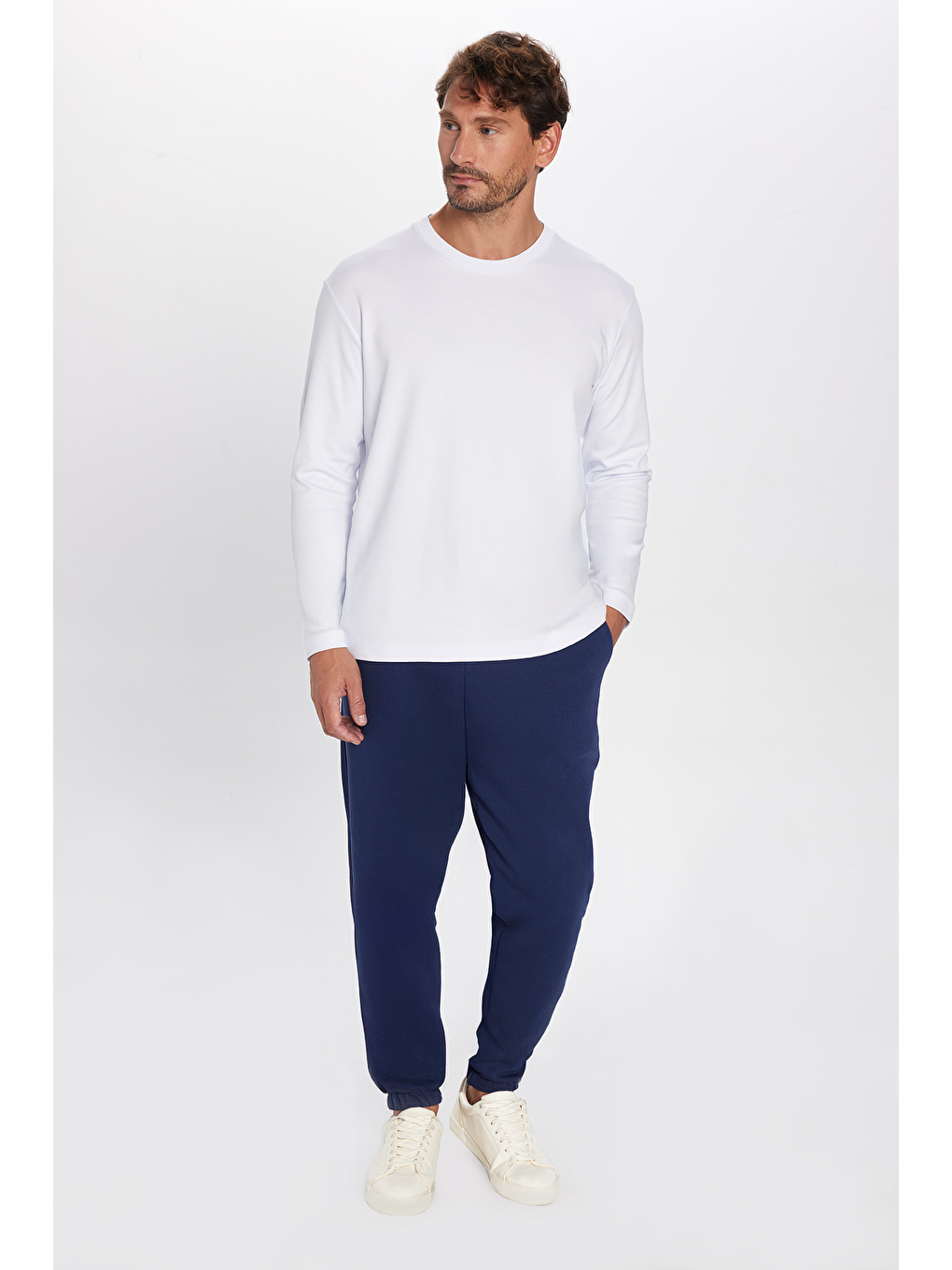 Unisex Relax Fit Rahat Kesim Şardonlu 3 Cepli Lastikli Jogger Paça Lacivert Eşofman Altı