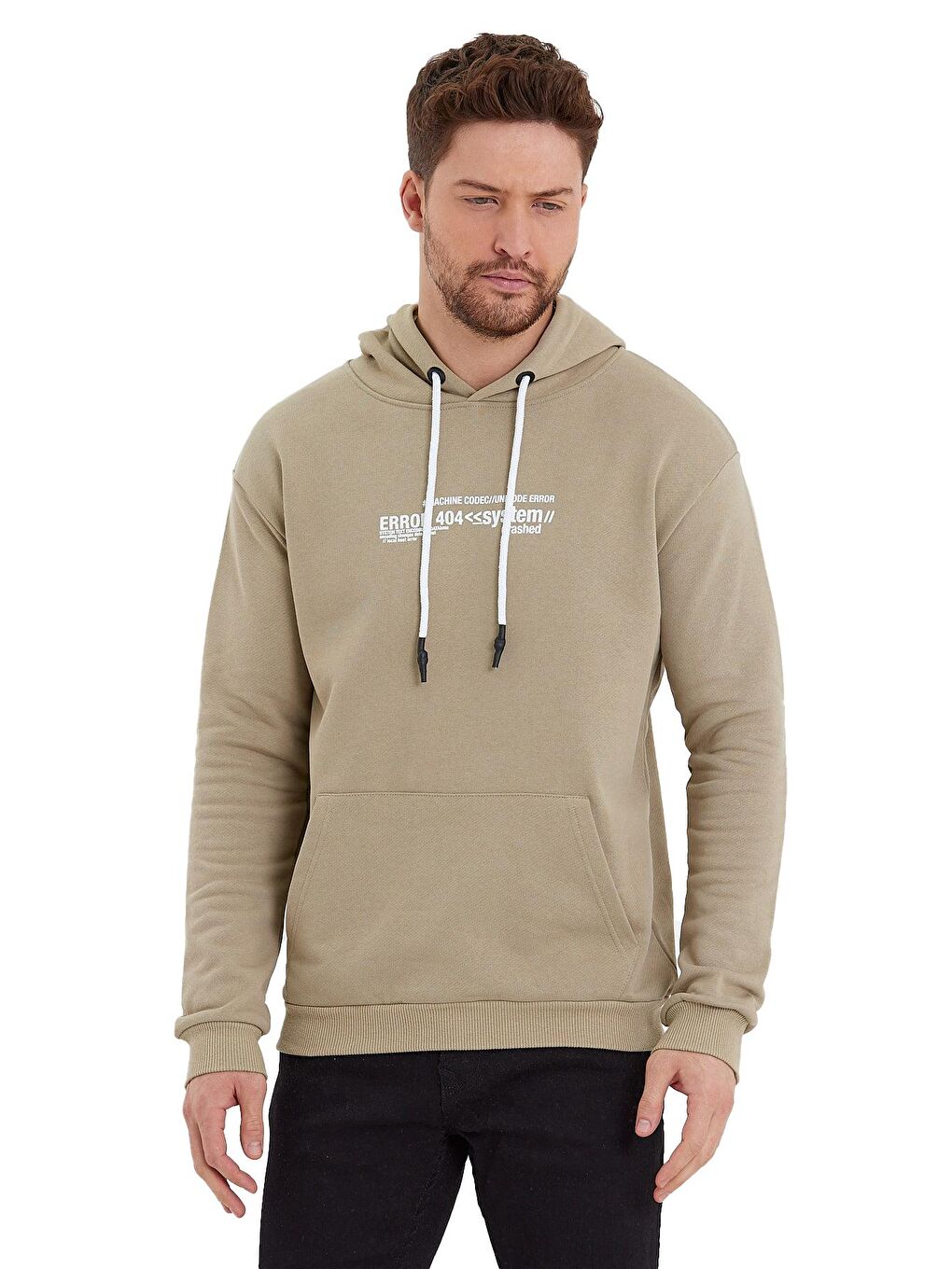 Haki Erkek Kapüşonlu Sweatshirt
