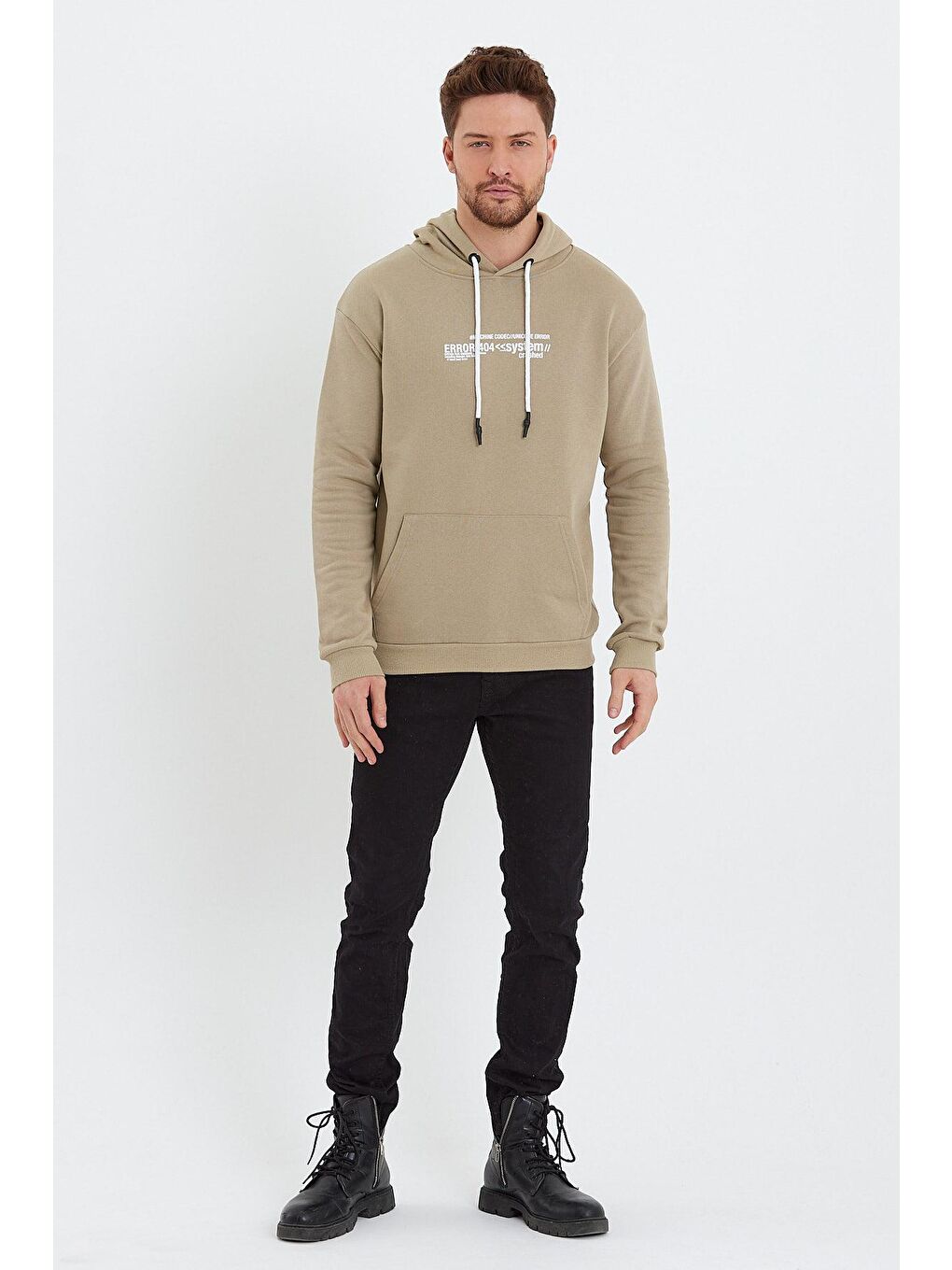 Haki Erkek Kapüşonlu Sweatshirt-1