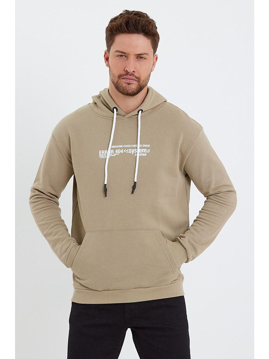 Haki Erkek Kapüşonlu Sweatshirt-2