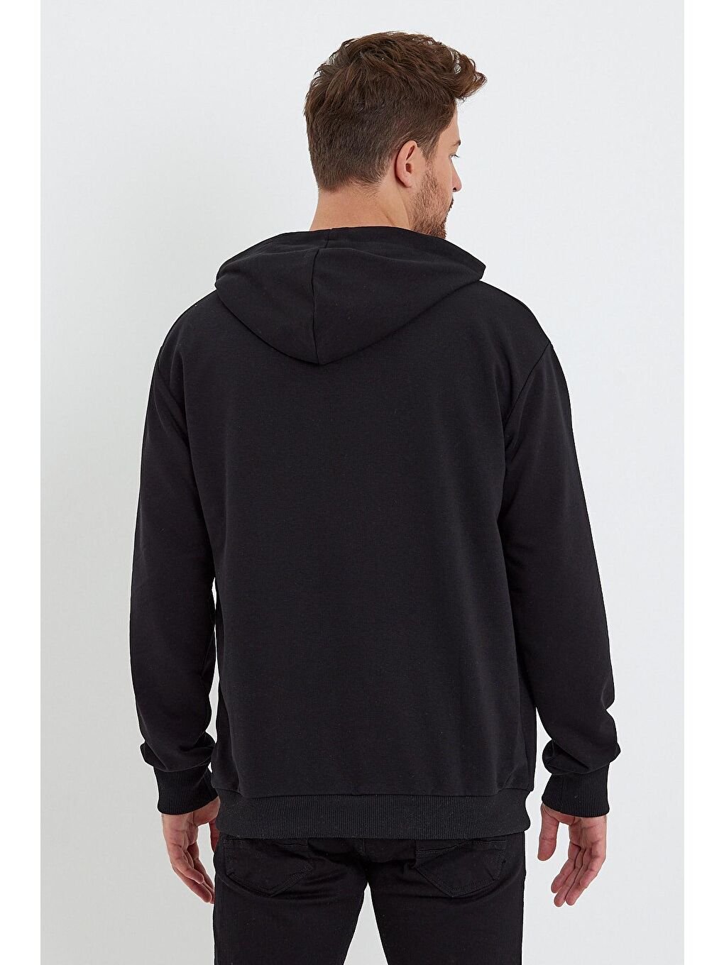Siyah Erkek Kapüşonlu Sweatshirt-4