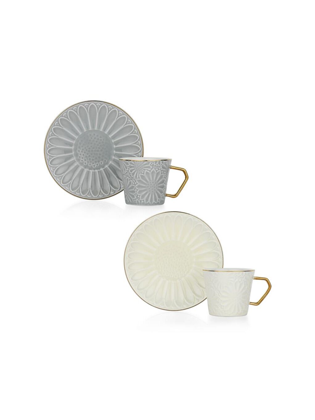 Gri Glossy 2 Kişilik Kahve Fincan Seti 4 Parça-Asorti05-1