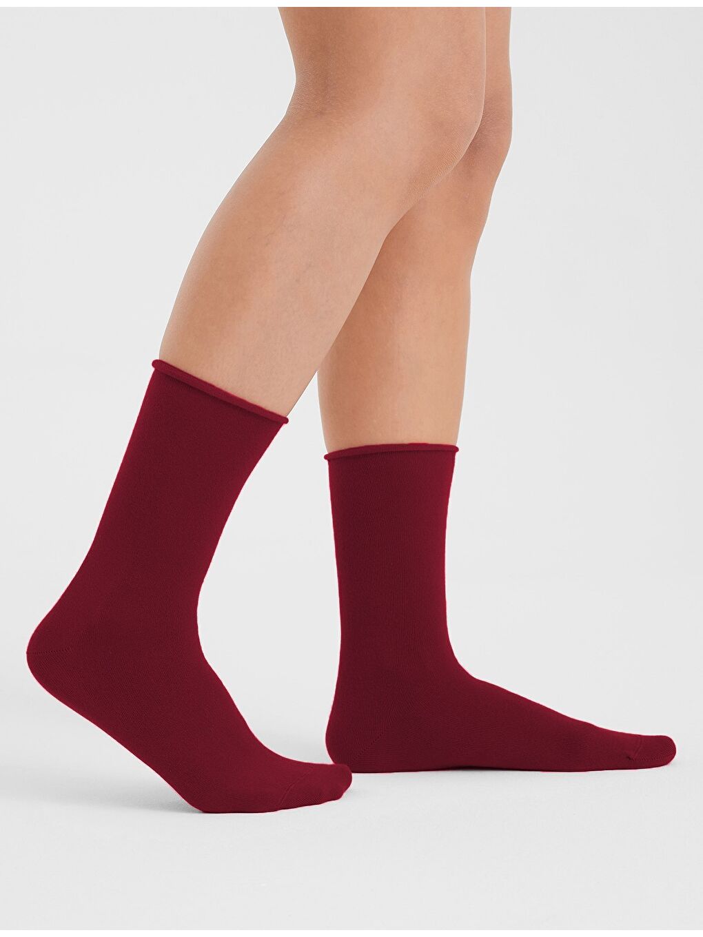 Bordo 2'li Paket Vişne Rengi Modal Lastiksiz Dikişsiz Kadın Soket Çorap 36-41-1