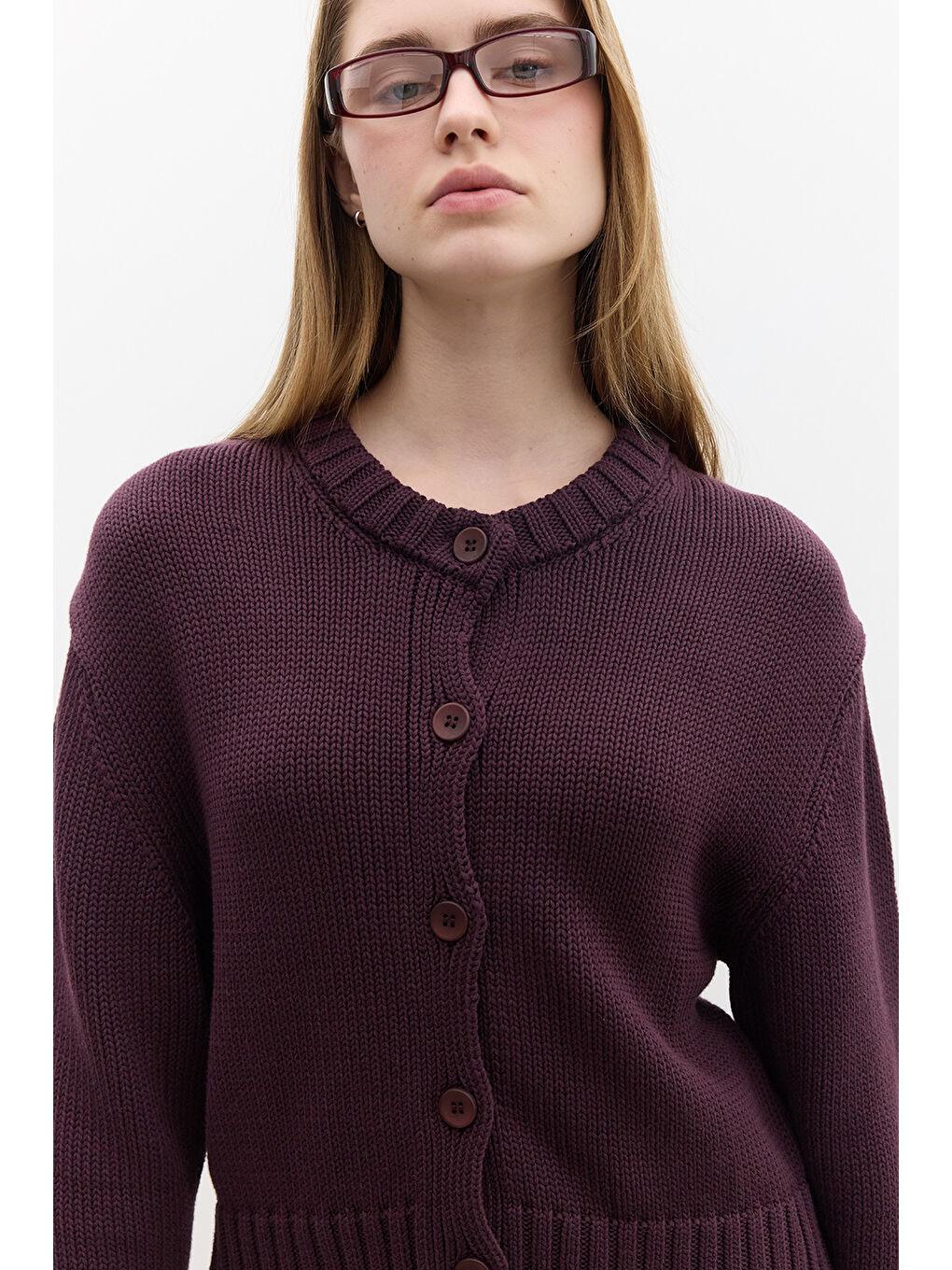 Pamuklu Triko Hırka Mor