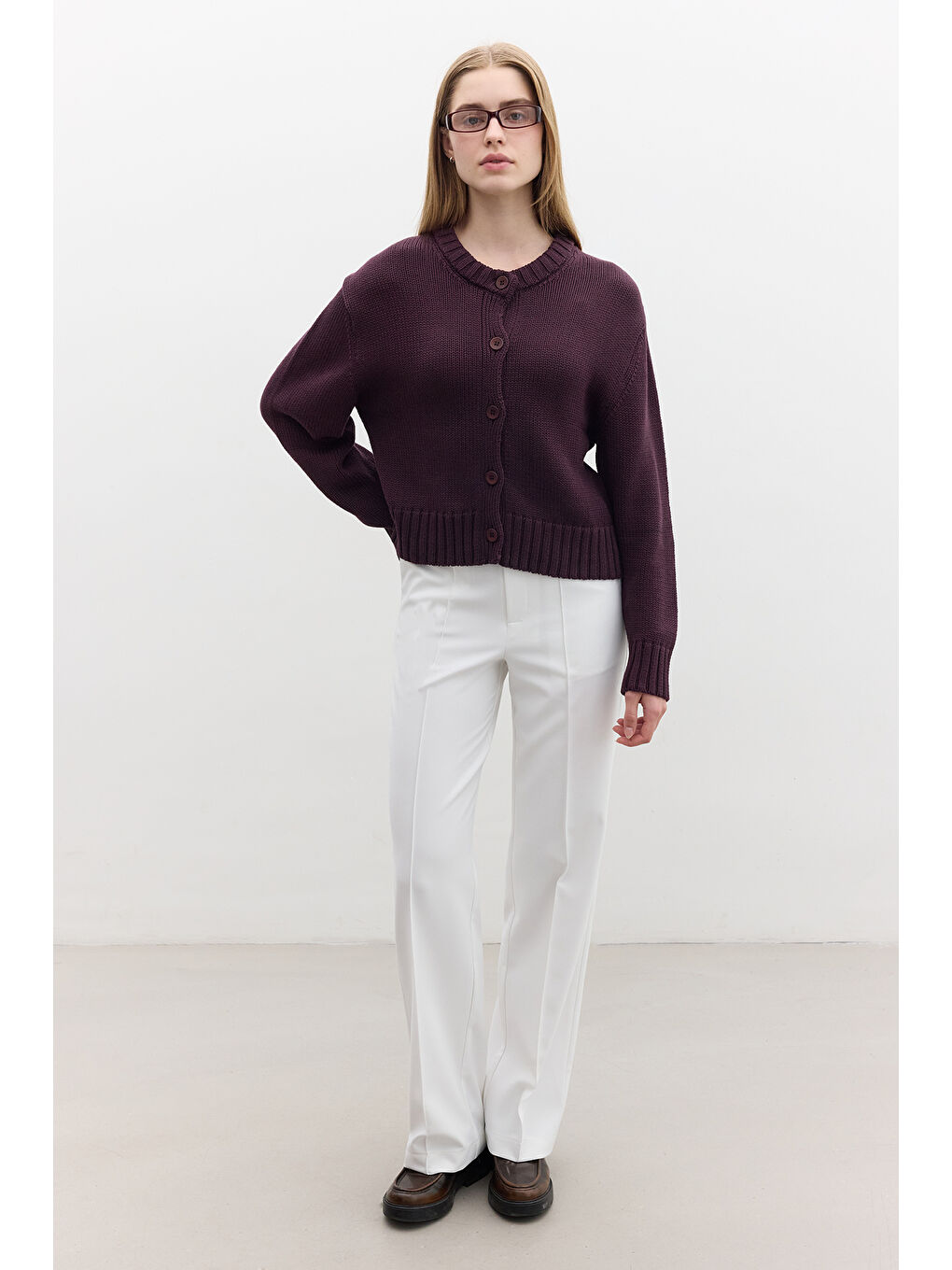 Pamuklu Triko Hırka Mor-2