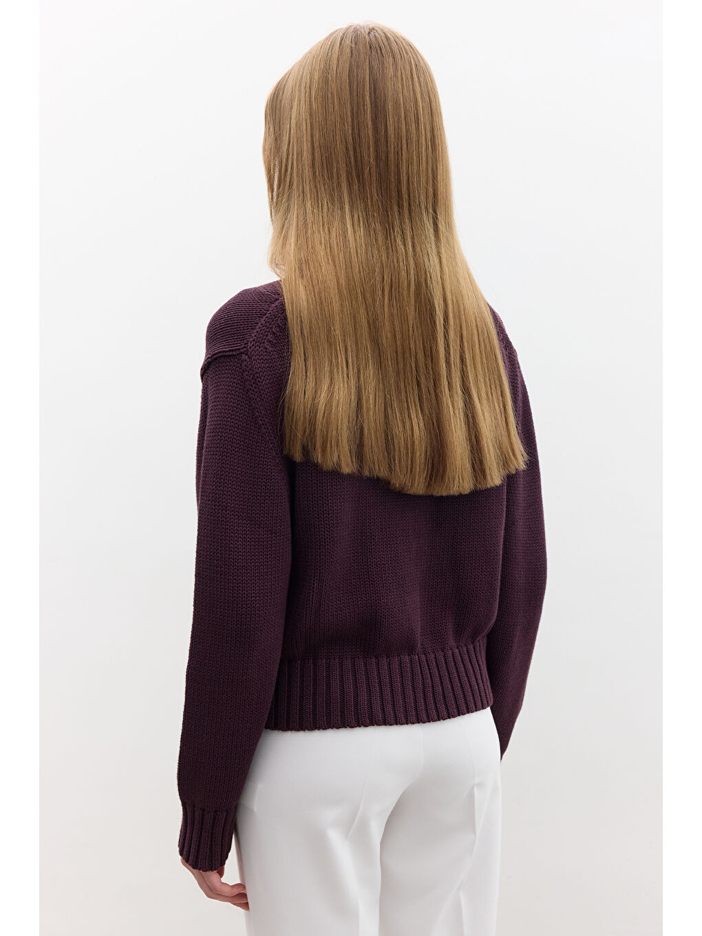 Pamuklu Triko Hırka Mor-3