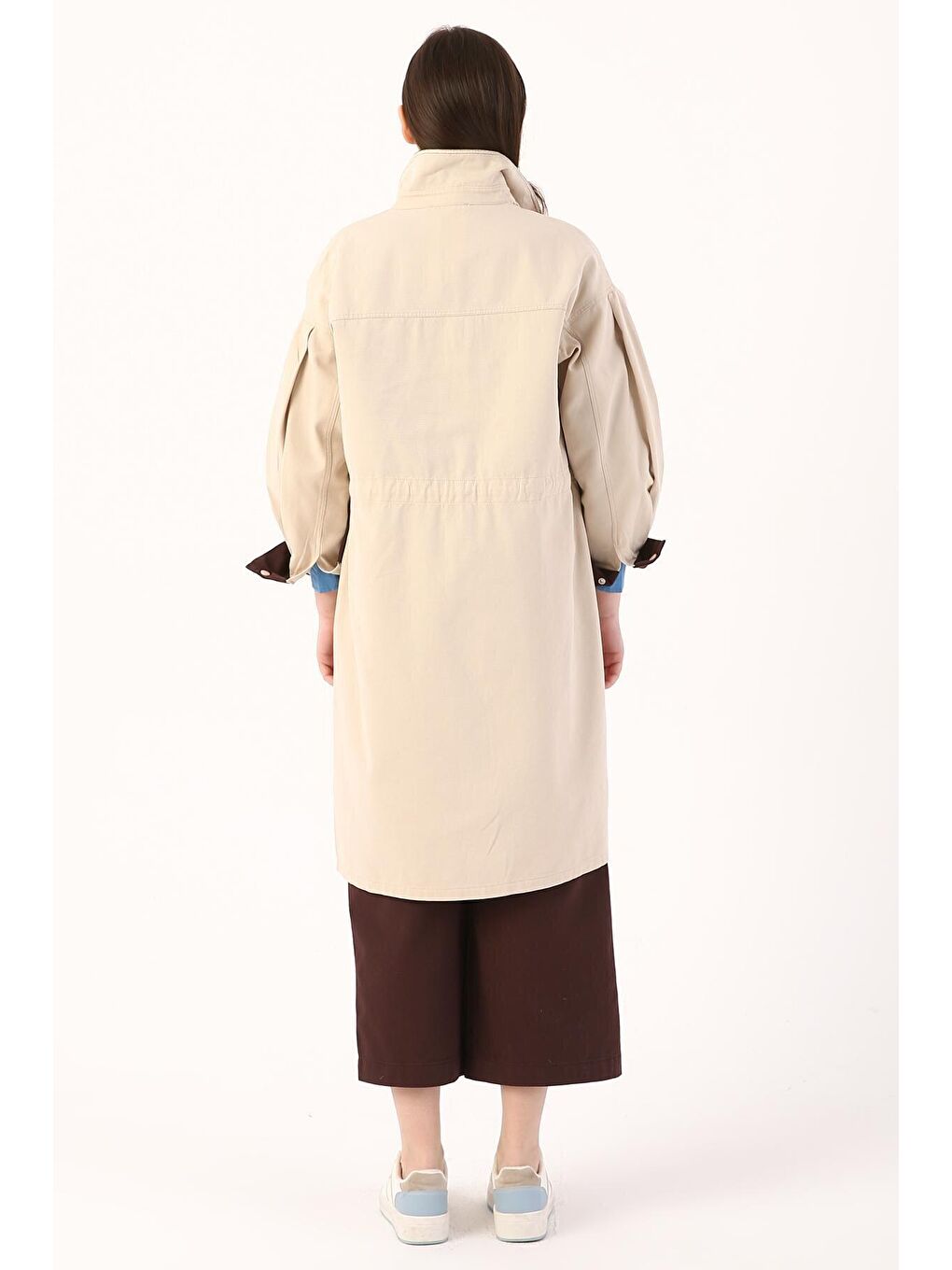 Kum Beji %100 Pamuk Neon Detaylı Çıtçıtlı Spor Trençkot-3