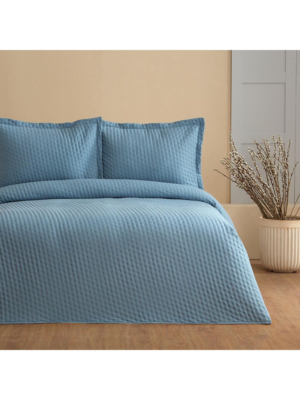 İndigo Tek Kişilik Yatak Örtüsü Set Indigo ( Yastık Kılıfı Hediye) 160x220