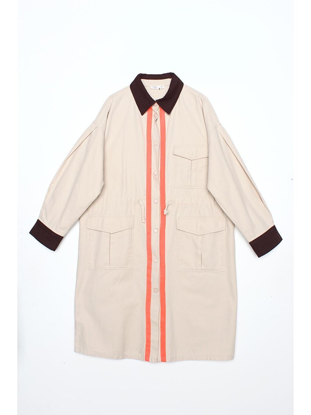 Kum Beji %100 Pamuk Neon Detaylı Çıtçıtlı Spor Trençkot-4