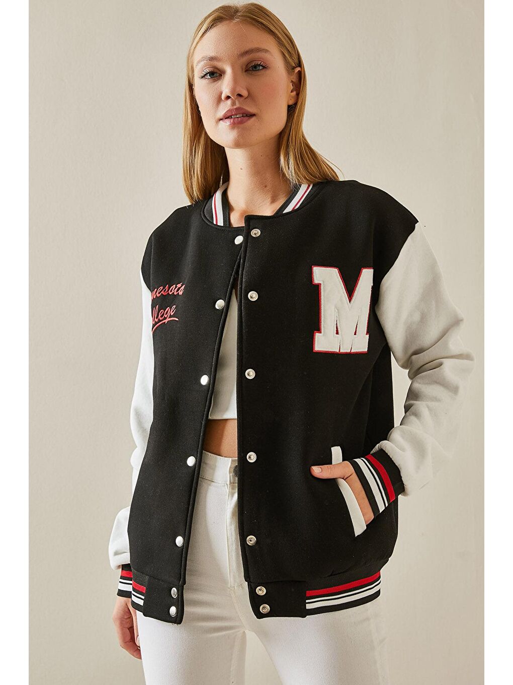 Siyah Çıtçıt Düğmeli Kolej Ceket 4KXK4-47603-02