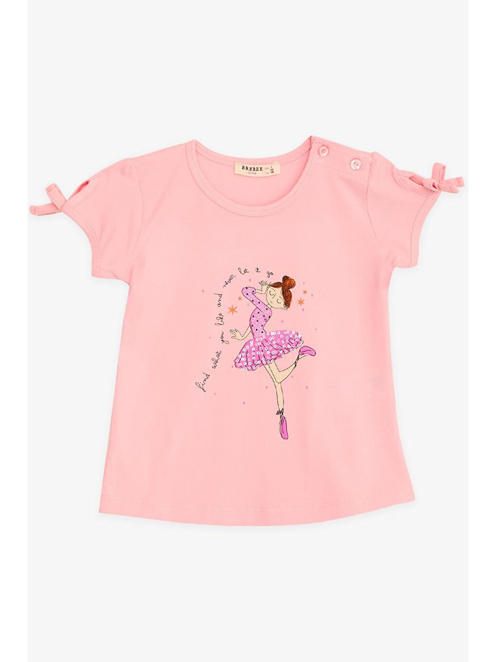 Kız Çocuk Tişört Dansçı Kız Baskılı Pullu Pembe (2-3 Yaş)-2