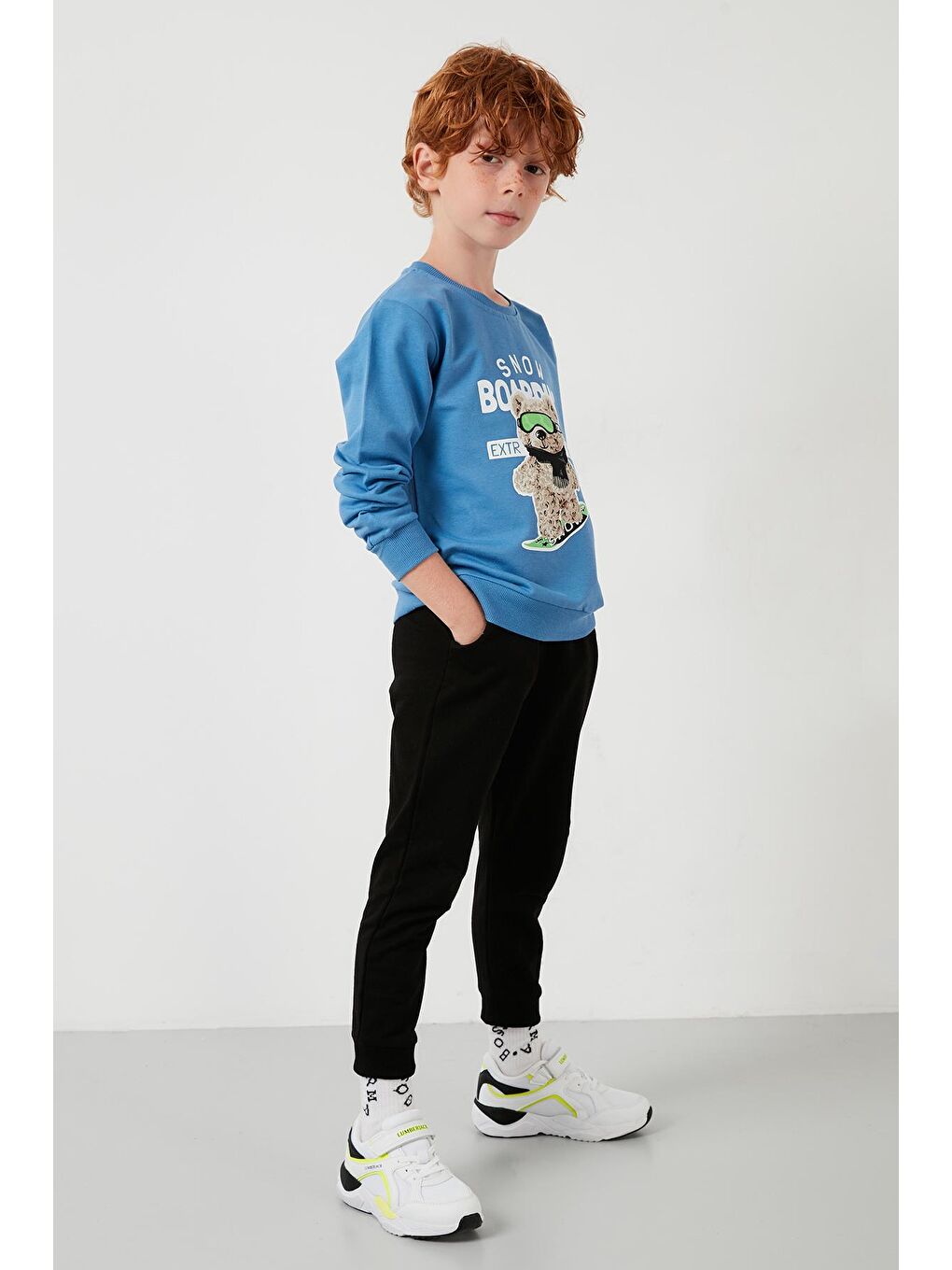 Mavi Baskılı Bisiklet Yaka Cepli % 100 Pamuk Çocuk Unisex Çocuk Takım 59211212-5