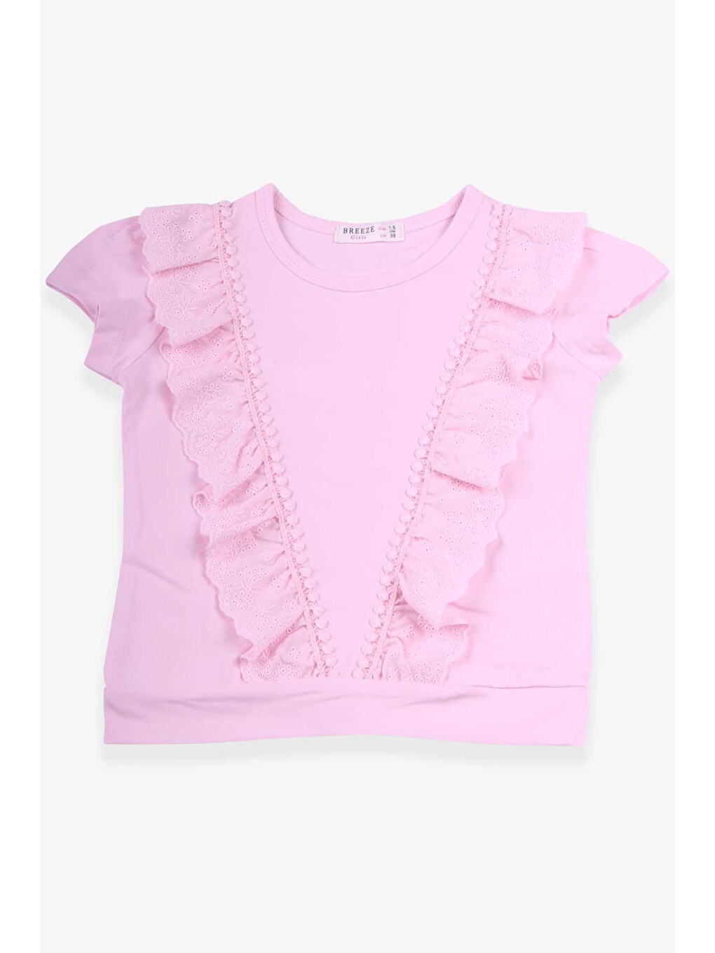 Pembe Kız Bebek Tişört Güpürlü Pudra (1.5 Yaş)